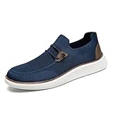 VGPSFN Herren Mokassins Flache Slipper Slip on Loafer Slipper Bootsschuhe Walkingschuhe Anzugschuhe Bequem Atmungsaktive Leichtgewichts Fitness Turnschuhe Dunkelblau EU 43