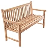 Divero 3-Sitzer Gartenbank Palermo aus zertifiziertem Teak-Holz, unbehandelt - wetterfest – Länge: 150 cm – Farbe: Braun