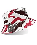 Misfuso Fischerhüte Herren Bucket Hat Baumwoll Anglerhut mit Tarnmuster Sonnenhut UV-Schutz 50+, Atmungsaktiv Fischerhutfür Outdoor/City-Rot-Tarnfarbe