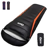 QEZER Daunenschlafsack Ultraleicht Schalfack mit Premium Daunen 8°C bis -3°C [1180 g] für Camping Wandern und Trekking Outdoor 4 Jahreszeiten (Schwarz)