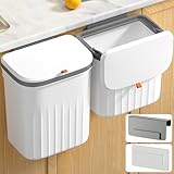 JUVEL Hängendes Mülleimer-Set für die Küche mit Deckel, 10L+8L Küchenkomposteimer für die Arbeitsplatte oder unter der Spüle, wandmontierter Mülleimer aus Kunststoff für Badezimmer/Wohnmobil