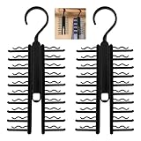 2 Stück Krawattemhalter, Tie Belt Rack Verstellbarer, X Krawattenhalter, Kleiderschrank Krawattenbügel 360° Haken, Krawattenklammer mit Rutschfestem Clip, für Krawatten Gürtel Socken Seidenschals