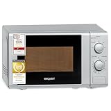 Exquisit Mikrowelle 20L, 700 Watt, Einfache Bedienung, 25,5cm Drehteller, 5 Leistungsstufen, Timer, Auftaufunktion, 2 Drehregler, MW 802 silber