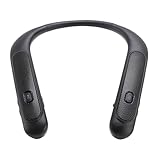 Fafeims Nackenlautsprecher, Kabellos, 3D-Stereo-Sound, Mikrofon mit Geräuschunterdrückung, Lange Wiedergabezeit, Ideal für den Außenbereich, Schwarzes ABS-Silikon