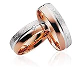 JC Trauringe 2 x Eheringe 925 Silber Rotgold Plattiert PAARPREIS inkl. Stein und Gravur Ehe-ringe Verlobungs-ringe Heiraten Wedding Rings Partnerringe Platin Gold Weißgold P914-R