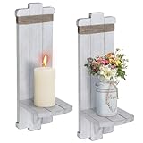 Alphatool Wandleuchter im Bauernhaus-Stil – nordischer Stil, handgefertigt, Holz, Wandhalterung, Kerzenhalter, rustikale hängende Wandleuchten für Schlafzimmer, Wohnzimmer, Küche, Badezimmer, weiß,