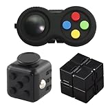Fidget Cube, 3er Set Fidget Toys Mit Infinity Cube, Würfel Und Controller, Kompakte Fidget, Stressabbau Und Konzentrationsförderung Stresswürfel Für Kinder Und Erwachsene (Schwarz)