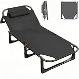 GYKOZY Tragbares klappbares Campingbett für Campingreisen Indoor Outdoor Faltbares Campingbett mit Sonnenliegefunktion Gästebett für Strandgarten (68 x 190cm) (68 * 190cm)