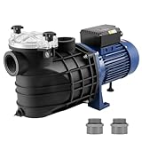 VEVOR Schwimmbadpumpe, 2,5 PS, 120 GPM max. Durchfluss, Einzelgeschwindigkeits-Filterpumpe, 220 V, 2850 U/min, 16 m max. Förderhöhe, Poolpumpe mit Filterkorb, für Aufstellpools, Whirlpools, Spas