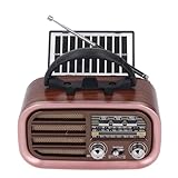 Vintage-Radio, Kleines Tragbares Retro-Radio AM FM SW mit Bluetooth, Wiederaufladbarer Batterie oder Solarbetrieben, Kurzwellenradio für Zuhause Im Freien (BT638S)