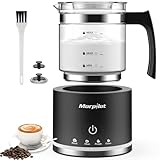 Morpilot Milchaufschäumer Elektrisch, 500ml 600W, 4 in 1 Milchschäumer für Heißer und Kalter, Spülmaschinenfest, Visuelles Glas, Latte-Design, Schwarz