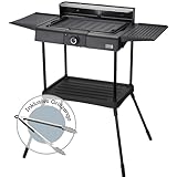 LEBENLANG 2in1 Elektrogrill Tischgrill elektrisch - Inkl. Standfuß & Grillzange I Elektro Grill für Draußen & Drinnen Balkon Tisch 2000W I Electric Grills Elektrische Tischgrills BBQ Balkongrill