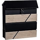 STILISTA Wandbriefkasten, Holzoptik, Zeitungsfach, Farb- u. Modellwahl, Schwarz Seoul