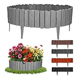 GARDENIX 2.3m Holzoptik Rasenkante Kunststoff 4 Module - Beetumrandung Garten, Beeteinfassung Grau, Beetbegrenzung, Flexible Blumenbeet Umrandung, Beetzaun, Gartenpalisade Holz, Beetkanten