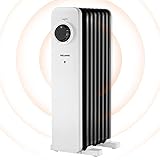 PELONIS Ölradiator 1500W mit 7 Rippen, Ölradiator Energiesparend mit 3 Leistungsstufen und Thermostat, Elektrische Ölheizung mit Umkipp- & Überhitzungsschutz - Weiß