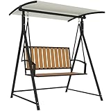 Outsunny Hollywoodschaukel mit verstellbarem Sonnendach, 2-Sitzer Gartenschaukel, wetterfest Schaukelbank belastbar bis 240kg, Gartenliege für Garten, Terrasse, 142 x 112 x 162cm, Schwarz