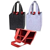 Abibiocy Weinträgerbeutel Weinflasche Bag Flaschenträger fühlten rot 6 Zellen mit Griffen 3pcs 24x18x28cm Trägertasche für w