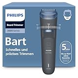 Philips Bartschneider 3000er-Serie – selbstschärfende Klingen mit abgerundeten Spitzen, 20 Längeneinstellungen, Lift&Trim-Kamm, 100% wasserdicht, Akkuanzeige, USB-Ladegerät, Modell BT3619/15
