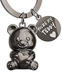 ANKERPUNKT Teddybär Schlüsselanhänger Herz - Geschenke beste Freundin, Freund - Partner Liebe Paare Jahrestag Geschenk Glücksbringer Teddy - Gravur you´re my teddy schwarz