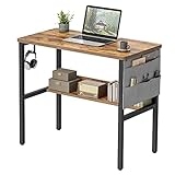 CubiCubi Schreibtisch, 80 x 40 cm Computertisch, Schreibtisch Klein PC-Tisch Stabil, Braun