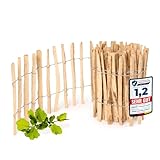Garronda Gartenzaun zum Stecken aus Haselnüsse Zaun Garten Staketenzaun Beeteinfassung Holz Steckzaun Hochwertiger Gartenzaun für Ihren Garten GD-0079 (Lattenabstand: 3-5 cm, 50 cm x 500 cm)