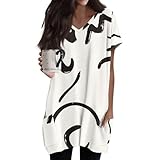 Tunika Damen Sommer Longshirt Damen Lässig Für Leggings Tunika Sommer Große Größen Longshirt Kurzarm Bluse Langarm Oversize Lange Oberteile Für Leggings 969-Beige XL