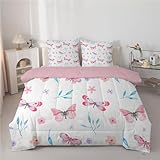 phonxia Schmetterling Bettdecke 220x200 Pflanze rosa Bettdecke Ohne Bezug Nutzbar Steppdecke 200x200 Mikrofaser G89