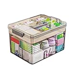 Yongheng Medizinbox, Arzneimittel Box, Apothekenbox, Medikamentenbox groß, Medikamenten Aufbewahrung, Medikamentenkoffer, Medicine Box, ideal für Haushalt und Reisen (Grau-m)