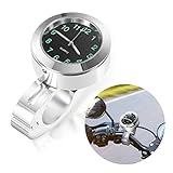 Vokmon Motorrad Uhr Fahrradzubehör Lenkerhalterung Watch Fahrrad Uhr, Silber wasserdichte nachtleuchtende Digitaluhr Lenkeruhr Universal Motorraduhr Lenker Motorrad Lenker Uhr