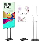 QWORK® 2er Set Doppelseitiger Plakatständer, Einstellbar Infoständer für Events und Werbeaktionen, Geeignet für Schilderhöhen von 12 cm bis 210 cm