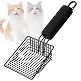 BasicForm Katzenstreuschaufel aus Metall - Schnell Siebende Tiefe Schaufel mit Handlichem Griff, Entwickelt für Besitzer Mehrerer Katzen