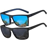 Perfectmiaoxuan Polarisierte Sonnenbrille Herren Damen für Autofahren Radfahren Angeln Sommer Reisen Urlaub Leichte TR90 Retro Rechteckig Pilotenbrille UV-Schutz