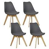 WOLTU 4er Set Esszimmerstühle Küchenstuhl Design Stuhl Esszimmerstuhl Kunstleder Holz Grau BH29gr-4