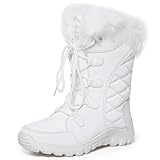 Polar Damen Schneestiefel – Wasserdichtes Nylon, Doppelreißverschluss, Einfach zum Hineinschlupfen – Dickes Kunstfellfutter – Memory Foam – Fur Regen & Winterwetter - EU39