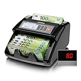 AL1000 Geldzählmaschine, UV/IR/DD/MG Falschgelderkennung, Wertzählung & Batch & Additions Funktionen, LCD-Display, 1200 Banknoten/Min., Unterstützt Mehrere Währungen, Schwar