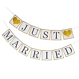 Elegante Wimpelkette mit Aufschrift 'Just Married', Hochzeitsdekoration, verschiedene Stile, Foto-Requisiten, Premium-Papierhandwerk, Brautparty, Fotokabinen-Requisiten