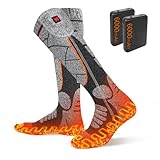 MRAWARM Beheizbare Socken, 6000mAh Wiederaufladbare Akku Elektrisch Beheizte Socken für Damen Herren, 3 Heizstufen Winter Baumwollsocken für Outdoor-Sport