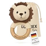 Personalisierter Beißring für Baby aus Holz mit Gravur - Baby Rassel für Junge und Mädchen - ab 0 Monate