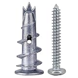 90 Stk Rigipsdübel, Selbstbohrender Gipskartondübel mit Schrauben, Metalldübel Hohlraumdübel, Edelstahl Gipskarton Schrauben Dübel Set, Betondübel für Rigipswände, Befestigung Gipsfaserplatten Beton