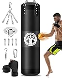 Boxsack Hängend Erwachsene Schwerer Boxsack Set mit Boxhandschuhen MMA Kickboxen Boxen Karate Muay Thai Kampf Fitnessstudio Taekwondo Training (Ungefüllt)