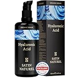 Hyaluron Serum hochdosiert 100ml - Hyaluronsäure Serum Gesicht - Vegan - Gesichtspflege Männer und Frauen - Anti Aging Hyaluronic Acid Gesichtsserum mit Bio Aloe Vera, Augenserum - Satin Naturel