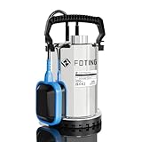 FOTING Schmutzwassertauchpumpe 400 W, 8250 l/h, Förderhöhe max 11 m, Eintauchtiefe max 7 m, Noryllaufrad, 10 m Anschlusskabel, variabel einstellbarer Schwimmerschalter, Portable Sump for Pool Draining