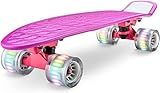 Hurtle Scateboard Kinder ab 6 Jahre, Mini Skateboard mit LED Leuchtrollen, 55cm Pennyboard mit Anti- Rutsch Deck für Mädchen & Junge, Cruiser LED, Kaykay- für Anfänger & Fortgeschrittene, Max100kg
