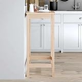 QUAHEAS Bartisch 50x50x110 cm Massivholz Kiefer, robuster Stehtisch für Küche und Esszimmer, naturfarbenes Holzmöbelstück, ideal für Frühstück und Dinner