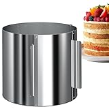 Menz Tortenring verstellbar hoch 20 cm - Edelstahl Kuchenring rund verstellbar Ø 16-30 cm, Stabiler Backring und Backrahmen rund, extra-hohe Tortenform zum Schichten und Dekorieren