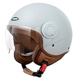 YEMA Helmet Jethelm DW-631 Moped Scooter ECE 3/4 Halbhelm für Herren Damen (Grau, M)
