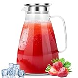 2,2-Liter-Glaskaraffe, versiegelte Glaskaraffe mit Deckel, karaffe mit deckel, hochtemperaturbeständige Wasserflasche, geeignet für kaltes Wasser, heißes Wasser, Saftgetränke