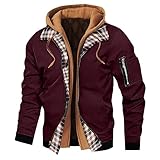 Robuste, gepolsterte Baseballjacke für Herren, mit Kapuze, Softshell-Mäntel, Reißverschluss, Windbreaker, Fliegerjacke, Oberbekleidung, Winter, warm, Letterman-Jacken, Parka, Pufferjacken, rot, XXL
