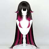 Colombina Cosplay-Perücke für Anime-Perücken mit schwarzem gemischtem lila Haar Synthetikstoff mit Perückenhaube für Comic Con, Cosplay Show, Halloween