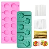 GTNCE Cake Pop Formen Backen - Lollipop Form Silikon mit 2 Stück Silikonformen, 100 Sticks, Wrappern, Twist Ties, Dekorationszubehör für Lollipop, Süßigkeiten & Schokolade